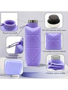 700ml Botella de agua deportiva plegable de silicona de gran capacidad, jarra de agua creativa para exteriores adecuada para viajes, deportes, oficina, actividades al aire libre, picnics y regalos para el Día de San Valentín y fiestas festivas - Multicolor - Ver 10
