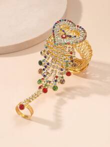 Bộ 1 chiếc vòng tay và nhẫn kiểu dáng độc đáo, thời trang, đính đá, trang sức cưới. - Dây chuyền đeo sau cổ tay - Xem 6