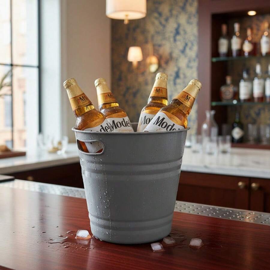 TendenciaHielera Cubeta De Plástico Para Cerveza Ideal Para BaresCalidad premium - Gris - Ver 1