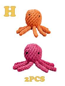 1件/2件/4件装彩色手工编织绳狗玩具，有趣的形状吸引宠物玩耍兴趣，章鱼/熊/长颈鹿/兔子/小狗/蛇/水果等。