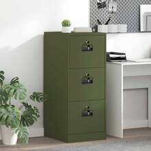 vidaXL Armário de dossiê com gaveta verde oliva 44 x 50 x 106,5 cm - Verde Azeitona - Ver 1