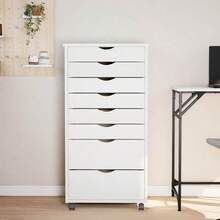 vidaXL Armoire roulante avec tiroirs MOSS blanc bois de pin solide - Blanc - Voir 3