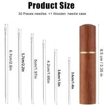 12/30pcs Stainless Steel Large Eye Sewing Needles, Handmade Knitting Needles With Leather Needle Case And Storage Tube