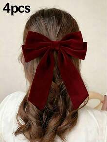 4 Stück Samt Märchen Haarschmuck Schleifen Set, große Winter Satin Matrosenschleife, Alligatorspangen, geeignet als Valentinstag, Neujahrsgeschenk für Frauen und Mädchen, schwarze Schleife, weiße Schleife, grüne Schleife, rote Schleife, Haarclips, Haarnadeln, Krallenklemmen, Haarspangen, Haarspangen, Haarnadeln - Verschiedenfarbig - Übersicht 7