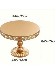 1 pieza Soporte redondo dorado para pastel, bandeja de postre con decoración elegante de encaje, adecuado para bodas, cumpleaños, fiestas, celebraciones, exhibición de pasteles - Multicolor - Ver 6