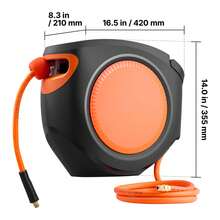 Bobina de manguera de aire retráctil, manguera de aire híbrida de 3/8 pulgadas x 80 pies Max 300PSI, bobina de mangueras de compresor de aire cerrada con rebobinado automático con plomo de 6,6 pies, montaje giratorio de techo / pared de 180 ° para talleres - 3/8 pulgadas x 80 pies - Ver 10