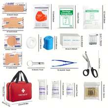 Compact First Aid Kit, Lightweight And Portable First Aid Bag, Suitable For Home, Office, Car, Outdoor, Boat, Camping And Hiking
