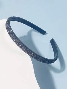 New Fashionable Micro Rhinestone Studded 1cm Headband, Exquisite High-End Sparkling Rhinestone Headband - Black - View 5