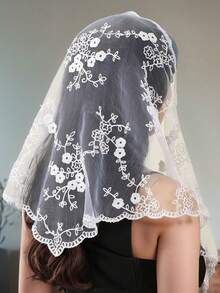 1件装女士刺绣花卉三角围巾，百搭纯色披肩，时尚轻盈祈祷头巾，适合日常佩戴 - 彩色 - 查看 13