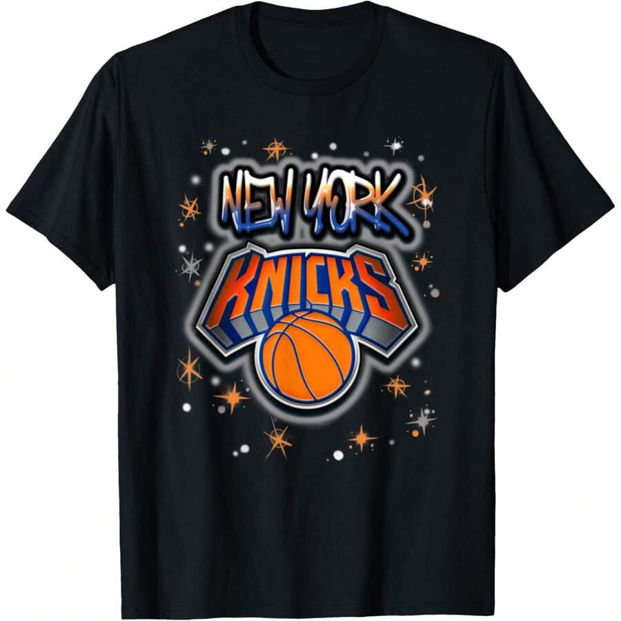 Camiseta con logotipo aerografiado de New York Knicks - Negro - Ver 1