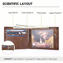 Genuine Leather RFID Anti-Theft Brush Wallet Top Layer Cowhide High-End Business Wallet Classic Fashion Multi Slot Wallet Fall Men's For Man Wallet Christmas Gifts Gift Thanksgiving Vintage Gifts For Men Wallet Purse Wallet Small Wallet Men Wallet Leather - 咖啡 - 查看 7