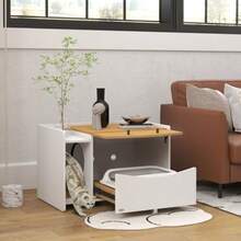 Extendable Cat Litter Box, Furniture Design, Litter Compartment, 78 X 50 X 51 Cm, Oak/White - one-size - View 2
