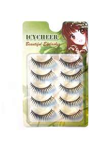 5对/盒 韩式一体式硬质假睫毛，自然妆效，偶像级浓密尖头，整根睫毛，推荐用于角色扮演和化妆师 - 尖尾漫畫款 - 查看 7