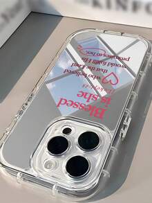 Capa de celular transparente com espelho, elementos minimalistas, slogan religioso e estampa de coração, compatível com iPhone 11/12/13/14/15/16 Pro Max. Ideal para presentear na Páscoa. - Multicolorido - Ver 3