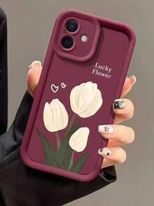 1pc Gradient Frame Dopamine Matte Lucky Tulip Heart Soft Phone Case, Minimalist Design, Cute Cartoon Style, Perfect Protection For Compatible With Honor X7/Compatible With Galaxy A56 5G/Compatible With Infinix Smart 8/Compatible With Infinix Hot 40/Transsion Spark 30C/Spark Go 2024/Compatible With Redmi Note 14 5G/ Compatible With Moto E22/E22i/Compatible With OPPO A54,International Version, Not The Domestic Version - Brown - View 4