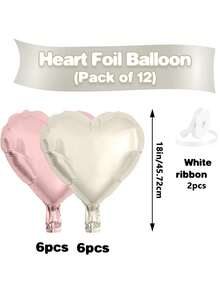 6/12 globos con forma de corazón de color rosa y blanco, globos de papel de aluminio con forma de corazón de color rosa claro y crema de 18 pulgadas para decoración de fiestas de cumpleaños, bodas, compromisos, aniversarios y San Valentín - Multicolor - Ver 7