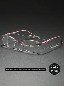 NRDZQ Women's Rimless Rhinestone Reading Glasses, New Fashion Rhinestone Rimless Diamond-Cut Edge Metal Reading Glasses - Transparent - View 8