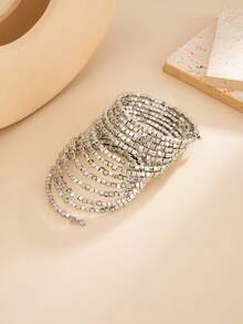 1条波西米亚几何多层缠绕式CCB立方体串珠女士时尚手链，优雅百搭，适合派对、日常休闲、情侣约会、女性节日生日等场合，是理想的珠宝礼物之选。 - 手鍊 - 查看 11