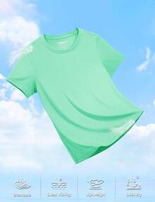 KEFITEVD Women's Short Sleeve T-Shirts UPF 50+ Sun Protection Quick Dry Athletic Running Workout Rash Guard Tops - verde menta - Ver 7