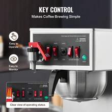 12 tazas cafetera de goteo comercial, cafetera con 3 carafas de vidrio y 3 placas más calientes, acero inoxidable para verter sobre la cervecera de café para restaurante, oficina, café - no hay agua caliente - Ver 4