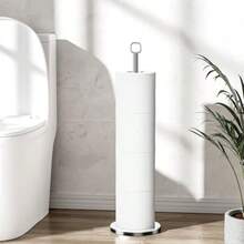 Toilet Roll Holder Stand Toilet Paper Holder Stand - Free-Standing Tissue Paper Storage With Reserve Function Black Toilet Paper Roll Holder For Bathroom Stainless Steel. - 銀色 - 查看 1