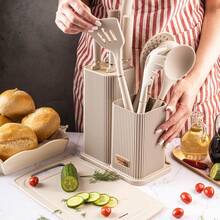 Zestaw noży i przyborów kuchennych z deską, 12 elementów, kolor beżowy - 米色 - 查看 4