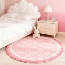 1 tấm thảm tròn mềm mại, êm ái, trang trí nơ hồng trắng, thích hợp cho phòng khách, phòng ngủ, lối vào, nhà bếp, cạnh giường ngủ. Thảm trang trí nhà cửa bền chắc, chống bụi, quà tặng năm mới cho gia đình và bạn bè. - Nhiều màu - Xem 2