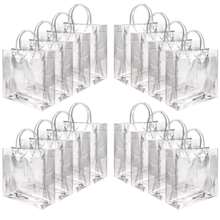 20个装大号透明礼品袋，带提手，加厚可重复使用透明PVC材质，适用于派对、婚礼回礼、购物、情人节礼物、婚礼派对礼物、鲜花袋、母亲节礼物、礼品、新娘送礼会、毕业礼物等场合（7.87英寸 x 7.87英寸 x 3.15英寸）。 - 彩色 - 查看 9