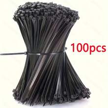 100根黑色加宽加厚自锁尼龙扎带，长300毫米，宽3毫米，塑料扎带，新型材料捆扎带，尼龙扎带，家用和办公塑料紧固件 - 彩色 - 查看 12