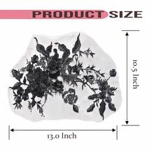 Silvora Colorful Flower Fabric Beaded Lace Applique,3D Embroidered Flower Fabric Patch For Bridal Dress, Handmade Sewing Tool For Wedding DIY Crafts(Black) - Black - 查看 3