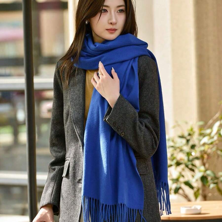 Women's Pashmina Scarf/Shawl/Long Winter Scarf - Royal Blue - View 1