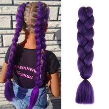 100克/包紫色巨型编织假发，合成纤维编织假发，高温纤维钩编扭辫假发，适用于塞内加尔扭辫/盒式辫/编织马尾辫，日常使用 - 彩色 - 查看 13