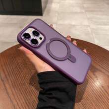 DECOPHONE 1 透明磨砂隐形指环支架手机壳，兼容苹果 17/15/14/13/12/11 Pro Plus Max，支持无线充电，包含玻璃镜头盖和保护膜，防水、防震、防摔、防刮擦。 - 紫色 - 查看 3