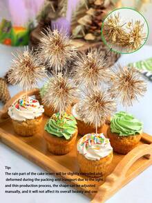 24个/2026个闪亮月亮和星星开斋节快乐纸杯蛋糕装饰，非常适合伊斯兰穆斯林主题派对蛋糕装饰，金色版 - 風格1 - 查看 7