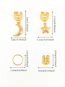 44pcs Star & Moon Pattern Hair Scrunchies Set, Unique Gold Dreadlock Hair Accessories, Hair Scrunchies Braiding Decor, Suitable For Makeup And Party - Gold - View 6