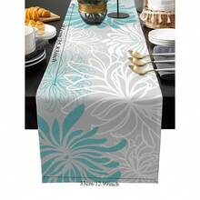 Orange Chrysanthemum Flowers Linen Table Runners Dresser Scarves Table Decor Teal Green Table Runners Holiday Party Wedding Decorations - 如圖所示 - 查看 6