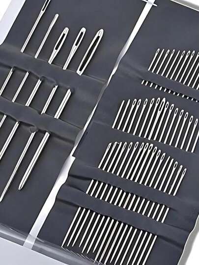 Heavy-Duty Stainless Steel Hand Sewing Needle Set With Large-Eye Embroidery Needles - Multiple Sizes For Needlework, Tailoring, Embroidery & Craft Kits - Ideal For Beginners And Professional Tailors/Crafters