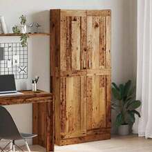 vidaXL Buffet haut vieux bois 82,5x30,5x185 cm bois d'ingénierie - Castano - Visualizzare 1