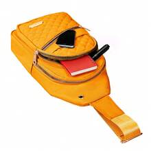 2026 Solid Color Quilted Waist Bag - Casual Large Capacity Zipper Chest Bag, Adjustable Crossbody Bag, Daily Use, Lightweight And Waterproof Valentine's Day Gift - Yellow - View 8