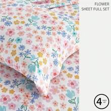 4-Piece Full Sheet Set Multi-Color Ditsy Floral Design Includes Top Sheet Fitted Sheet And 2 Pillowcases Soft Microfiber Bedding For Girls' Bedroom Or Guest Room - Floral - 查看 3