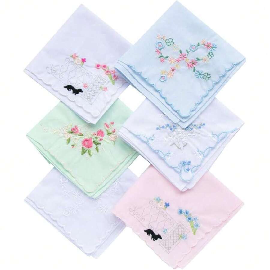 Womens Large Soft White Embroidered Handkerchiefs - 60s Cotton Square 16",39477075 - Màu xanh Cadet - Xem 1