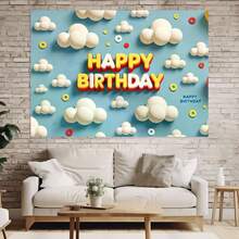 Photographic Background Banner Package (1 Piece)-Happy Birthday Theme, Suitable For Shining Party Decoration Of Birthdays, Weddings, Dances And Graduation Ceremonies, Ideal For Holiday Photo Background; Durable And Easy-To-Use Decoration, - Multicolor-2 - View 4