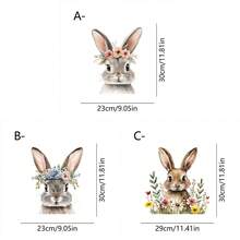 1pc Easter Static Window Cling Floral Bunny Head With Bow And Painted Eggs Design Glass Decoration Sticker Electrostatic No Glue Removable Waterproof PVC Double Sided Visual Decal For Home Kitchen Bedroom Spring Holiday Window Decor Adult Atmosphere - Multicolor - View 10
