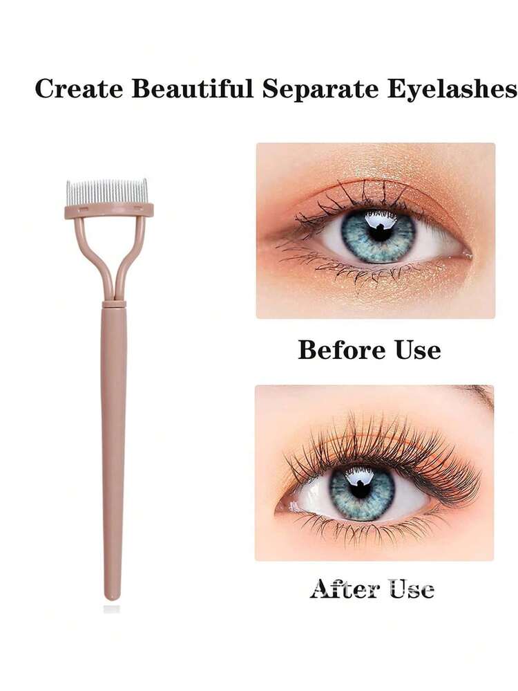 Brodark 1pc Stainless Steel Eyelash Comb In Pink, Black, Light Pink, Eyelash Grooming Tool, Eyebrow Brush, Makeup Cleaning Brush - Multicolor - View 4