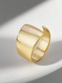 Charm-In 女士镀金立方氧化锆仿珍珠戒指（仿珍珠装饰开口戒指/几何开口戒指/宽边光滑开口戒指可选） - 时尚饰品，适合日常佩戴、约会、通勤，是送给女性的绝佳礼物