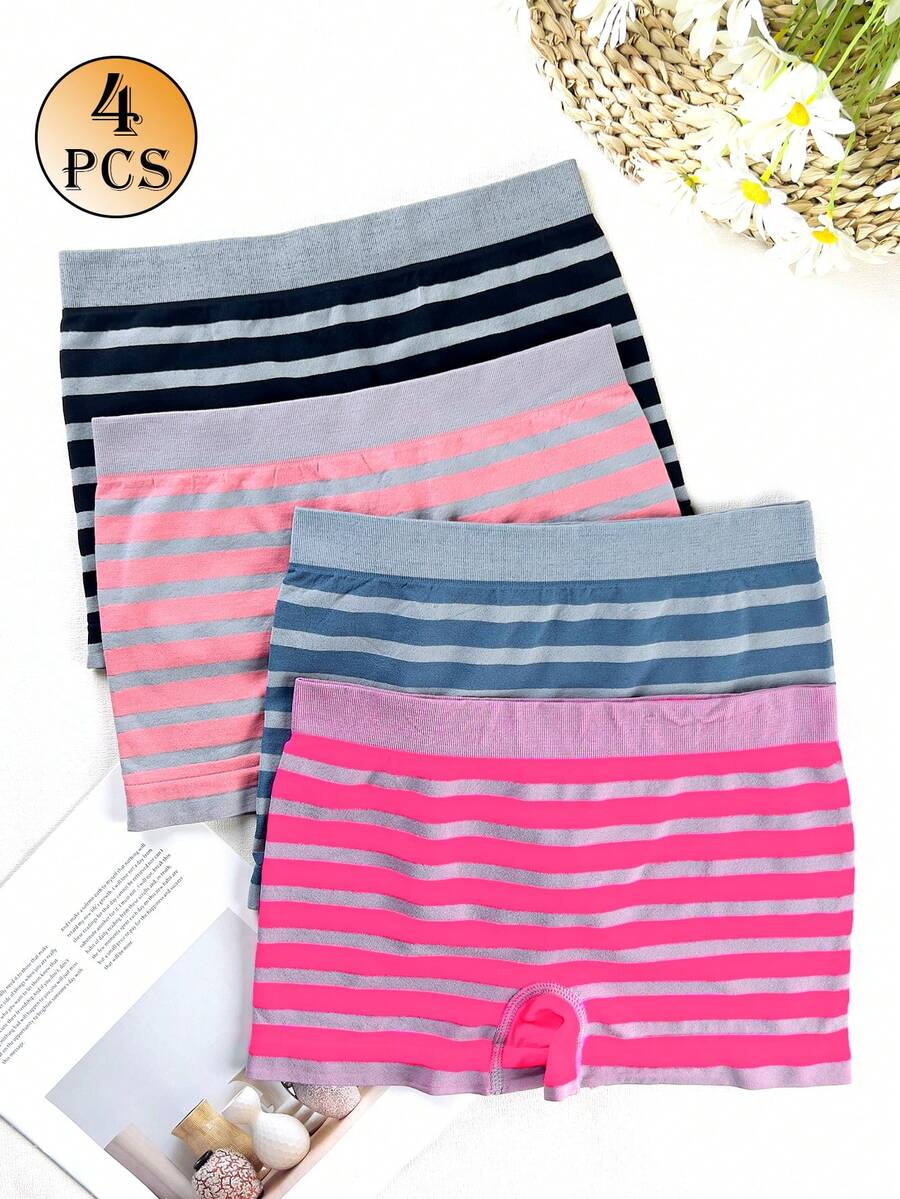 4pcs Women's Seamless High Elasticity Mid/High Waist Briefs - Multicolor - View 1