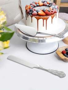 2 Pieces Cake Cutting Set For Wedding, Gold Cake Knife And Server Set, Pizza Spatula And Knife For Engagements, Anniversaries - Multicolor - View 4