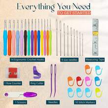Crochet Hooks Kit - 40 Piece Set With 9 Ergonomic Hook Sizes, 11-Color Soft Crochet Mark Buckle Sewing Needle Set With Storage Bag - Multicolor - View 5