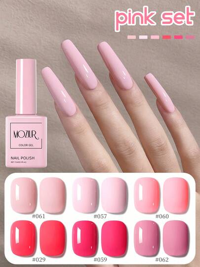 XEIJAYI 6瓶粉色系列凝胶指甲油，春夏糖果色，半永久可卸美甲凝胶，节日礼物，DIY美甲沙龙设计装饰礼品