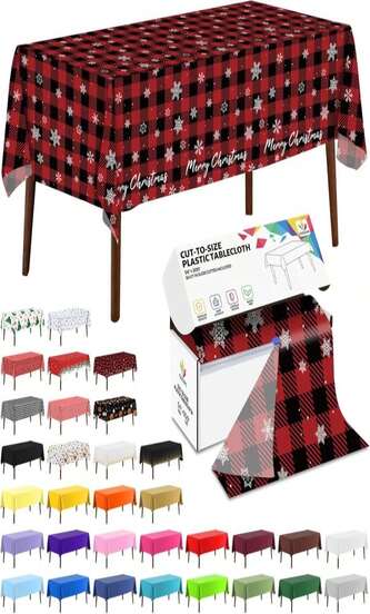 CXPSINC 54 Inch X 300 Feet Plastic Table Cover Roll Disposable Tablecloth With Slide Cutter For All Type_Shape Tables | Picnic, Party, Banquet, Birthdays, Weddings (White, 300 Feet)